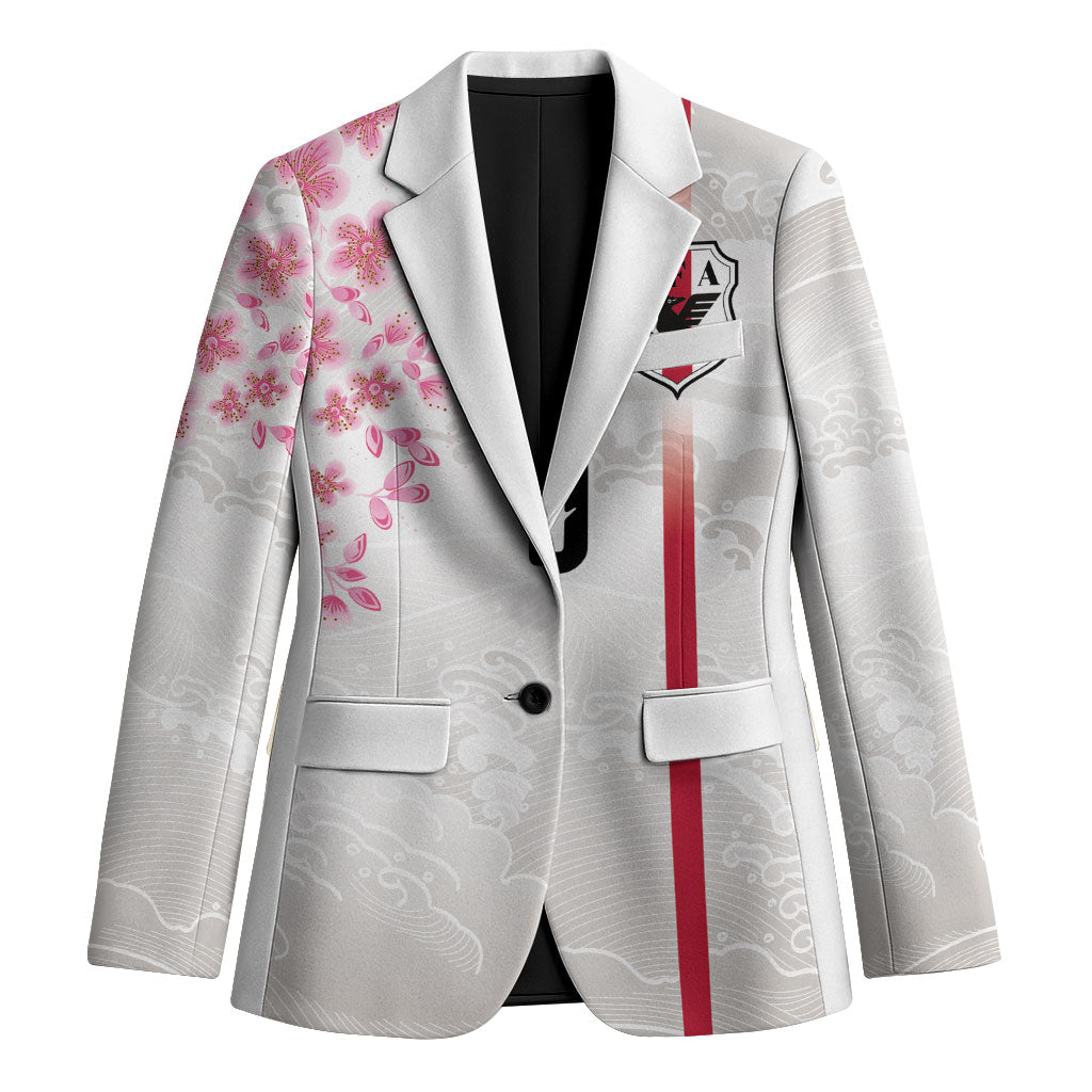 Custom Japan National Football Blazer Cherry Blossom Sakura Wave Traditional Graphic Art