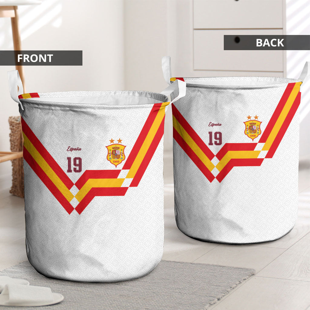 Custom Spain National Football Laundry Basket Geometric Flag Stripe Pattern Retro Graphic Concept
