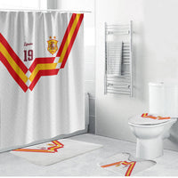Custom Spain National Football Bathroom Set Geometric Flag Stripe Pattern Retro Graphic Concept
