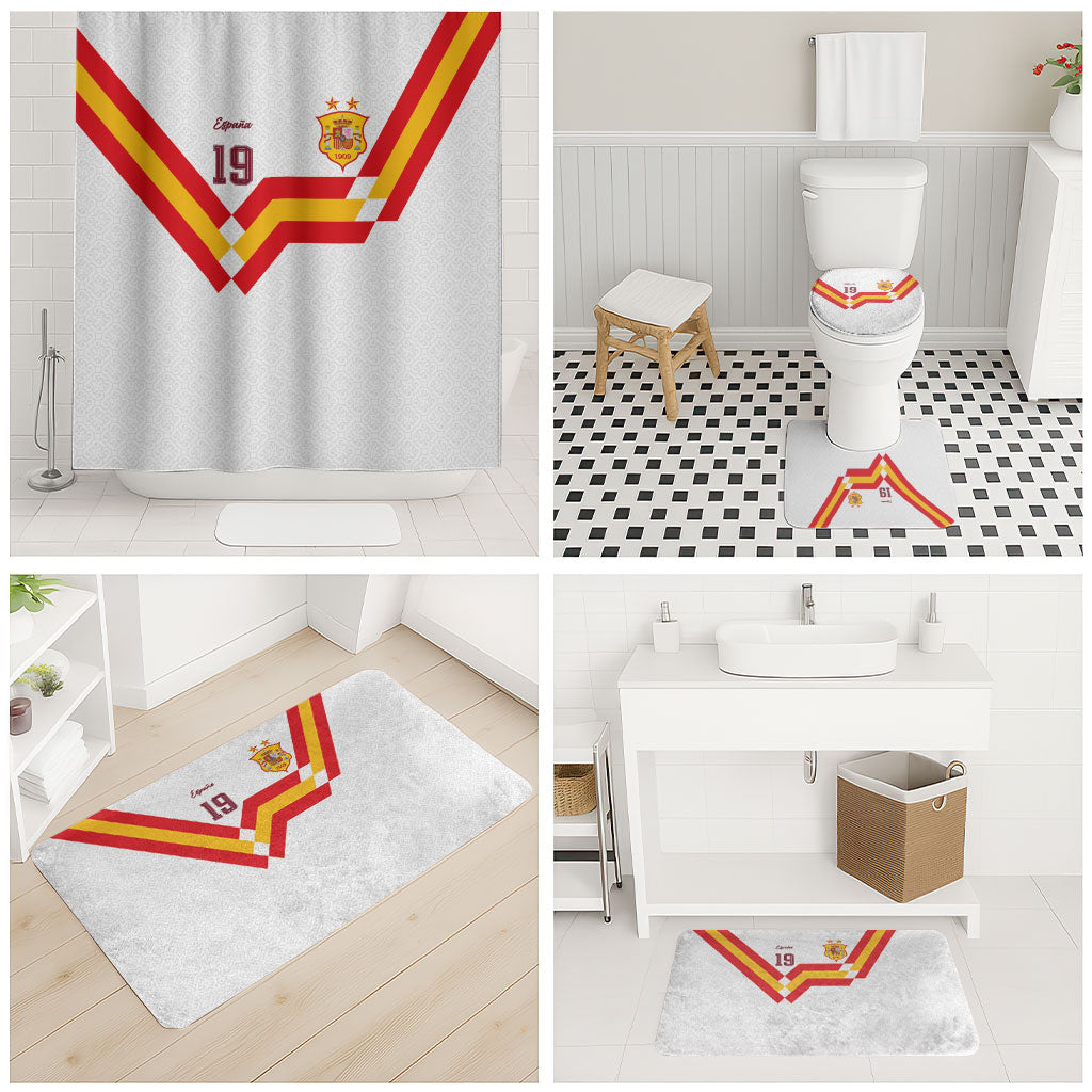 Custom Spain National Football Bathroom Set Geometric Flag Stripe Pattern Retro Graphic Concept
