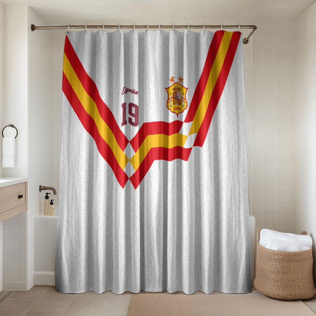 Custom Spain National Football Bathroom Set Geometric Flag Stripe Pattern Retro Graphic Concept