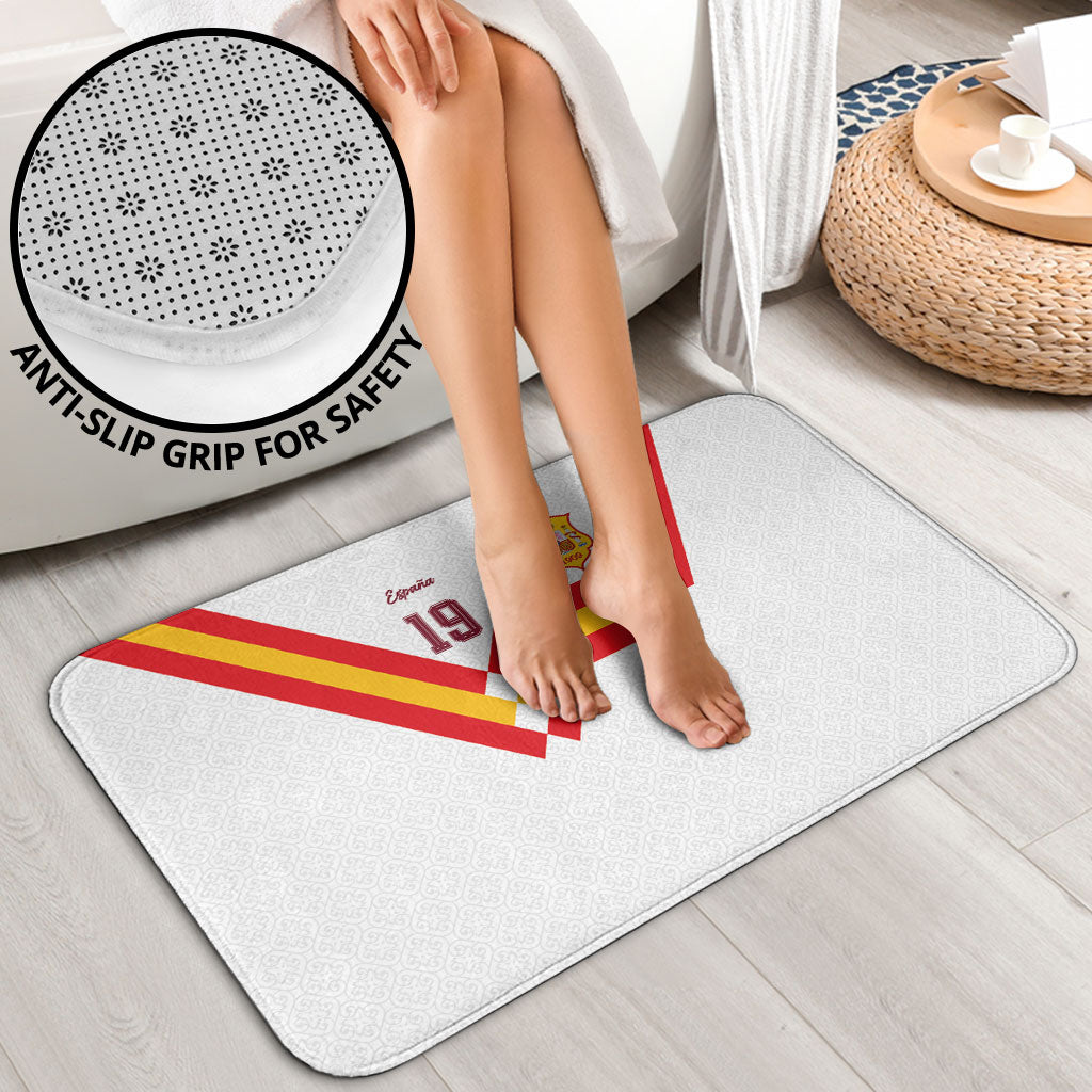 Custom Spain National Football Bathroom Set Geometric Flag Stripe Pattern Retro Graphic Concept