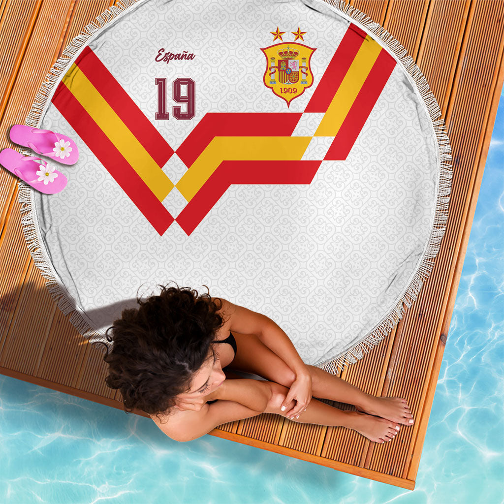 Custom Spain National Football Beach Blanket Geometric Flag Stripe Pattern Retro Graphic Concept