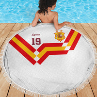 Custom Spain National Football Beach Blanket Geometric Flag Stripe Pattern Retro Graphic Concept