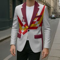 Custom Spain National Football Blazer Geometric Flag Stripe Pattern Retro Graphic Concept