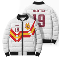 Custom Spain National Football Bomber Puffer Jacket Geometric Flag Stripe Pattern Retro Graphic Concept