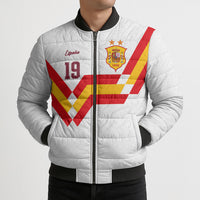 Custom Spain National Football Bomber Puffer Jacket Geometric Flag Stripe Pattern Retro Graphic Concept