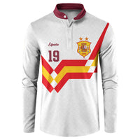 Custom Spain National Football Button Sweatshirt Geometric Flag Stripe Pattern Retro Graphic Concept