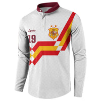 Custom Spain National Football Button Sweatshirt Geometric Flag Stripe Pattern Retro Graphic Concept