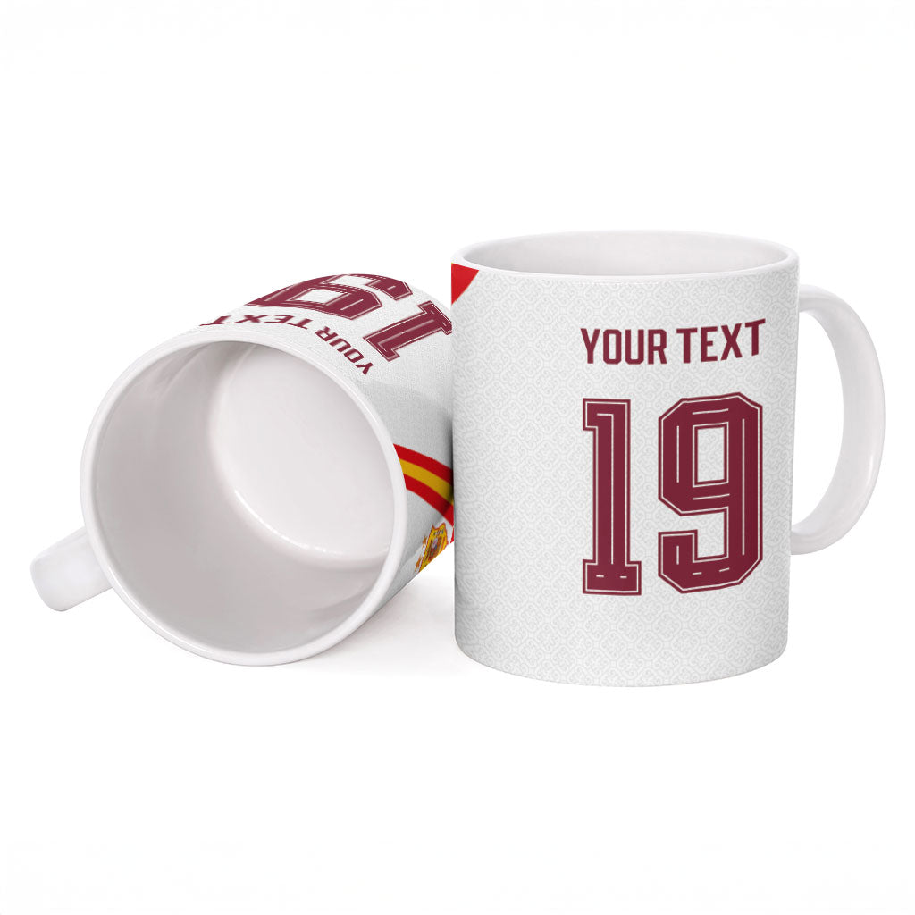 Custom Spain National Football Ceramic Mug Geometric Flag Stripe Pattern Retro Graphic Concept
