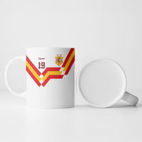 Custom Spain National Football Ceramic Mug Geometric Flag Stripe Pattern Retro Graphic Concept