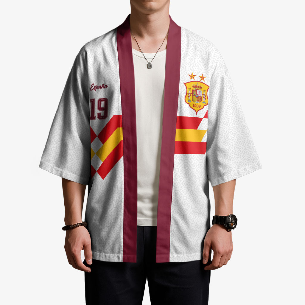 Custom Spain National Football Kimono Geometric Flag Stripe Pattern Retro Graphic Concept