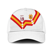 Custom Spain National Football Mesh Trucker Cap Geometric Flag Stripe Pattern Retro Graphic Concept
