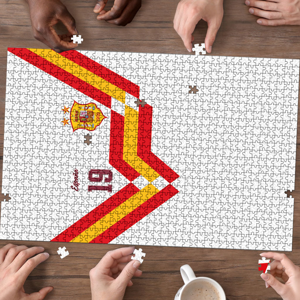 Custom Spain National Football Puzzle Geometric Flag Stripe Pattern Retro Graphic Concept