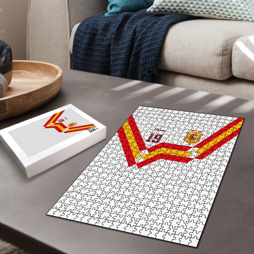 Custom Spain National Football Puzzle Geometric Flag Stripe Pattern Retro Graphic Concept