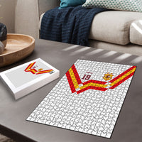 Custom Spain National Football Puzzle Geometric Flag Stripe Pattern Retro Graphic Concept