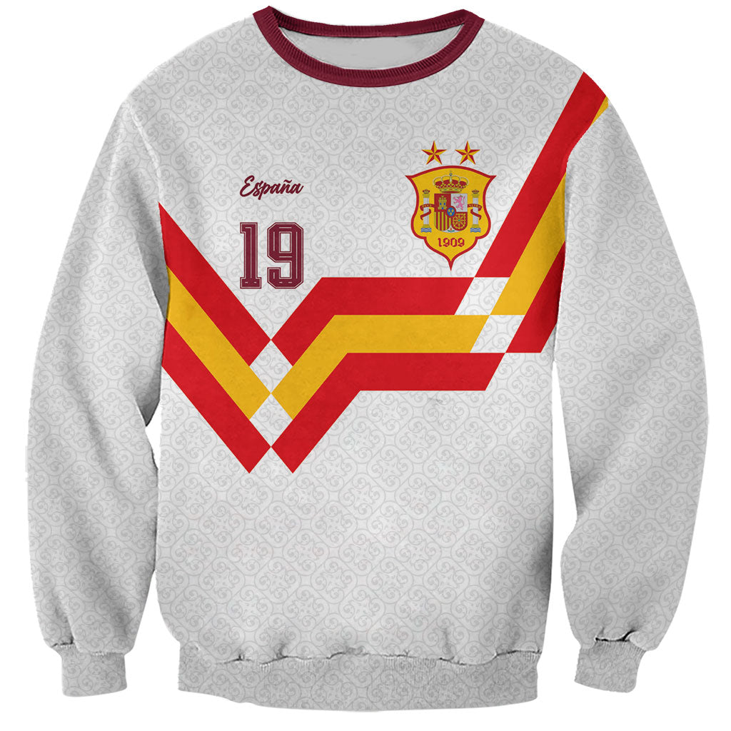 Custom Spain National Football Sweatshirt Geometric Flag Stripe Pattern Retro Graphic Concept