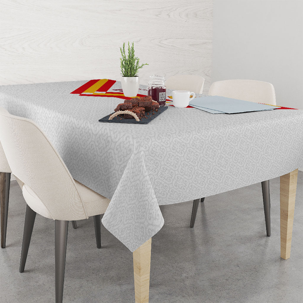 Custom Spain National Football Tablecloth Geometric Flag Stripe Pattern Retro Graphic Concept