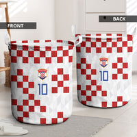 Custom Croatia National Football Laundry Basket Red Checkerboard Glagolitic Script Geometric Pattern Art