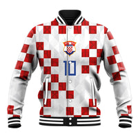 Custom Croatia National Football Baseball Jacket Red Checkerboard Glagolitic Script Geometric Pattern Art