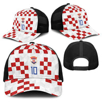 Custom Croatia National Football Baseball Net Cap Red Checkerboard Glagolitic Script Geometric Pattern Art