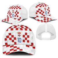 Custom Croatia National Football Baseball Net Cap Red Checkerboard Glagolitic Script Geometric Pattern Art