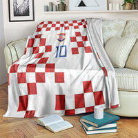 Custom Croatia National Football Blanket Red Checkerboard Glagolitic Script Geometric Pattern Art