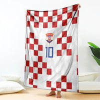 Custom Croatia National Football Blanket Red Checkerboard Glagolitic Script Geometric Pattern Art
