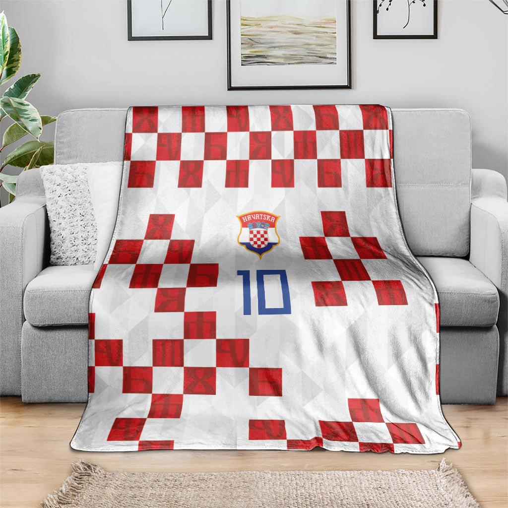 Custom Croatia National Football Blanket Red Checkerboard Glagolitic Script Geometric Pattern Art