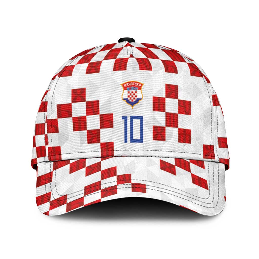 Custom Croatia National Football Classic Cap Red Checkerboard Glagolitic Script Geometric Pattern Art