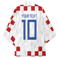 Custom Croatia National Football Kimono Red Checkerboard Glagolitic Script Geometric Pattern Art