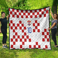 Custom Croatia National Football Quilt Red Checkerboard Glagolitic Script Geometric Pattern Art