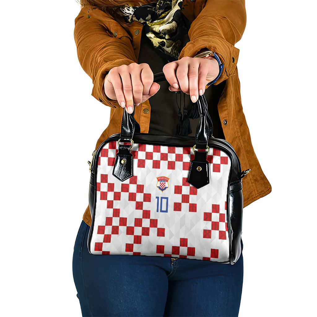 Custom Croatia National Football Shoulder Handbag Red Checkerboard Glagolitic Script Geometric Pattern Art