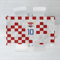 Custom Croatia National Football Tablecloth Red Checkerboard Glagolitic Script Geometric Pattern Art