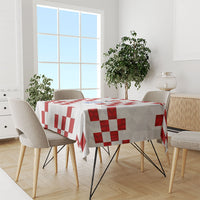 Custom Croatia National Football Tablecloth Red Checkerboard Glagolitic Script Geometric Pattern Art