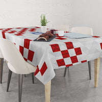 Custom Croatia National Football Tablecloth Red Checkerboard Glagolitic Script Geometric Pattern Art