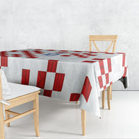 Custom Croatia National Football Tablecloth Red Checkerboard Glagolitic Script Geometric Pattern Art