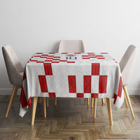 Custom Croatia National Football Tablecloth Red Checkerboard Glagolitic Script Geometric Pattern Art