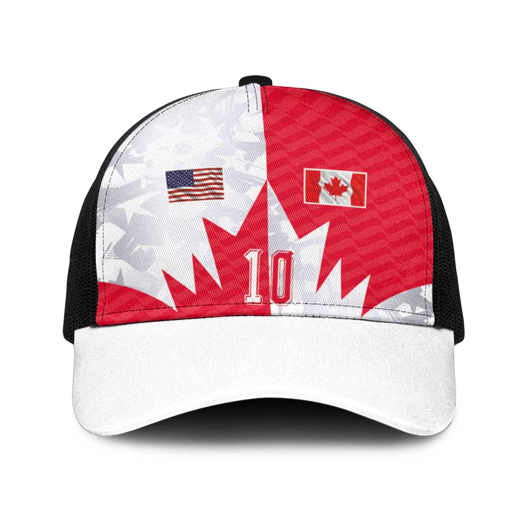 Custom USA and Canada National Football Baseball Net Cap Maple Leaf Geometric and American Stripes