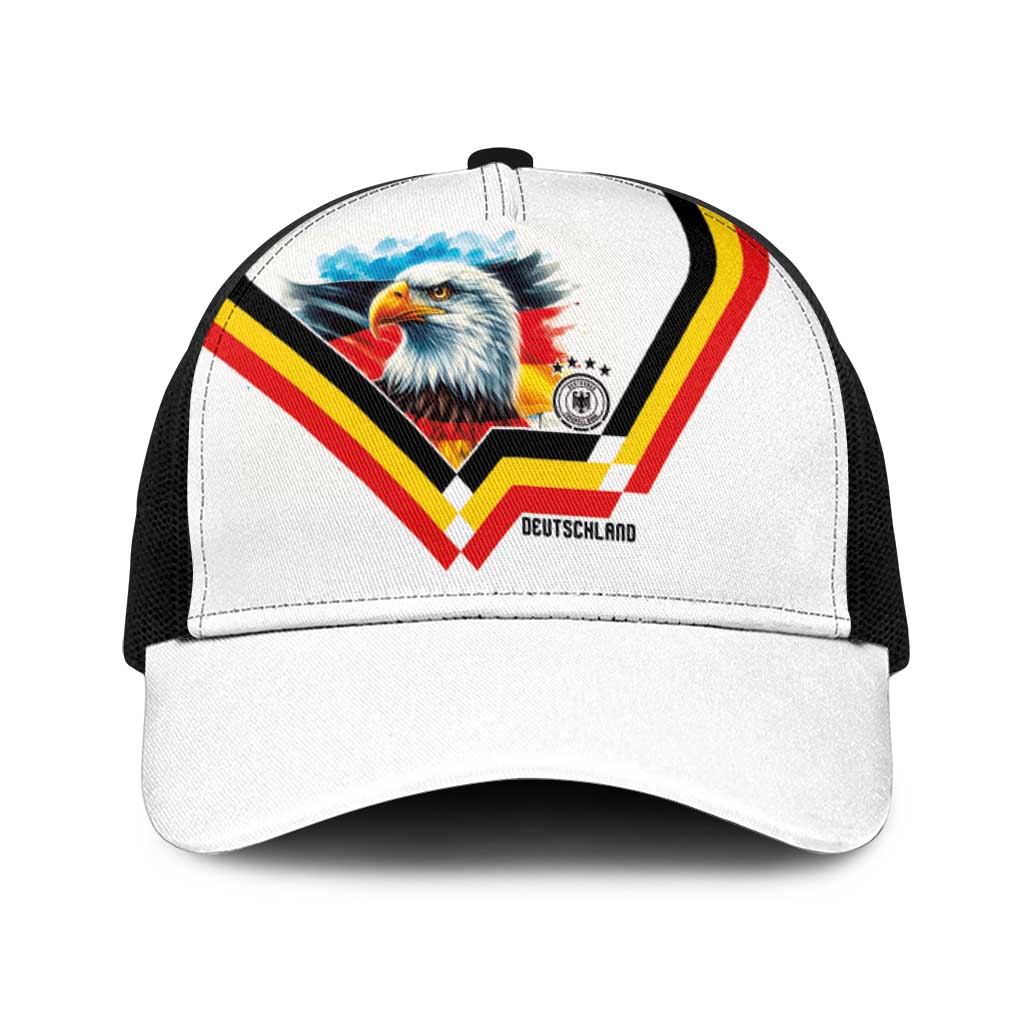 Germany National Football Baseball Net Cap Deutschland Eagle Watercolor Splash Geometric Flag Stripe Pattern Art