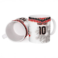 Custom Austria National Football Ceramic Mug Argyle Diamond Pattern with Eagle Watercolor Paint Splash Graphic Art