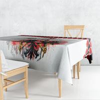 Austria National Football Tablecloth Argyle Diamond Pattern with Eagle Watercolor Paint Splash Graphic Art