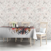 Austria National Football Tablecloth Argyle Diamond Pattern with Eagle Watercolor Paint Splash Graphic Art