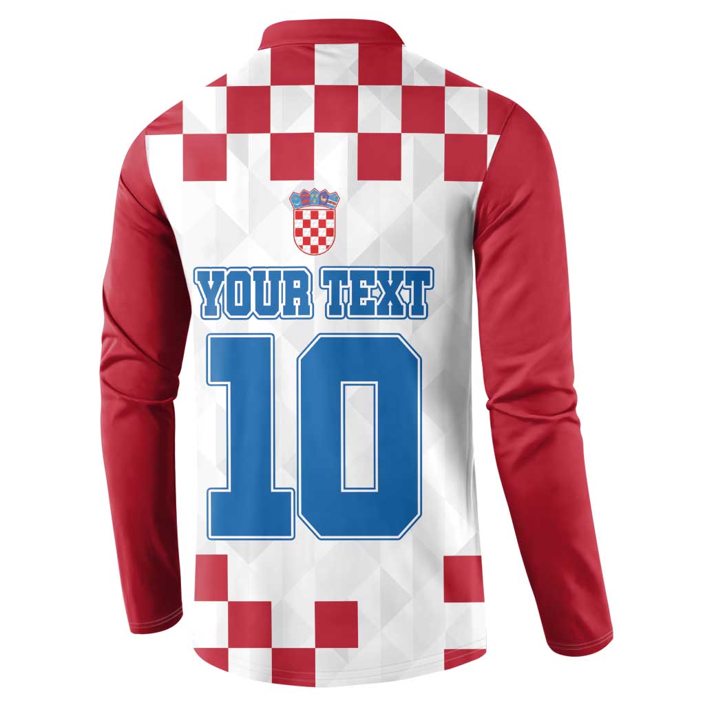 Long-sleeve button sweatshirt back with 'YOUR TEXT' and blue number 10 graphic