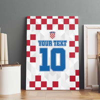 Framed canvas wall art with red check pattern, Croatia crest, and blue "10" number