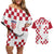 Custom Croatia Football 2024 Go Champion Couples Matching Off Shoulder Short Dress and Hawaiian Shirt