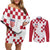 Custom Croatia Football 2024 Go Champion Couples Matching Off Shoulder Short Dress and Long Sleeve Button Shirt