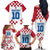 Custom Croatia Football 2024 Go Champion Family Matching Off The Shoulder Long Sleeve Dress and Hawaiian Shirt