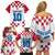 Custom Croatia Football 2024 Go Champion Family Matching Off Shoulder Short Dress and Hawaiian Shirt