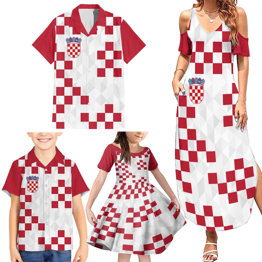 Custom Croatia Football 2024 Go Champion Family Matching Summer Maxi Dress and Hawaiian Shirt